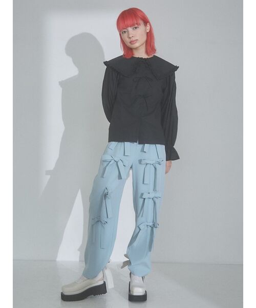 merry jenny（メリージェニー）の「リボンフリルカラーブラウス（シャツ/ブラウス・レディース・ブラック/ライトブルー/オフホワイト・FREE）」の8枚目の写真