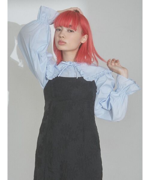【松本かれんコラボ】merry Jenny りぼんとお花のフリルカラーブラウス 松本かれんコラボ】りぼんとお花のフリルカラーブラウス｜メリー