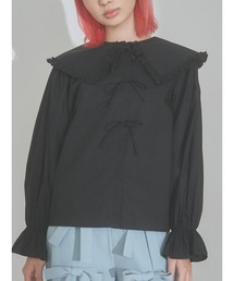 リボンフリルカラーブラウス