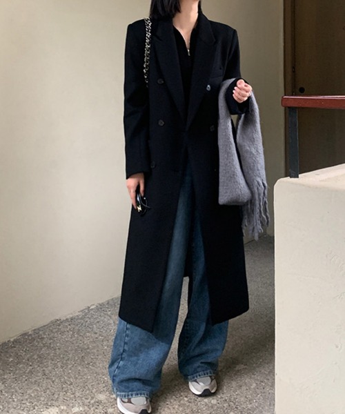 AsRiRe(アスリレイ)の「【AsRiRe】キルディング裏地付きロングチェスターコート(チェスターコート・レディース・ブラック/グレー・M)」の3枚目の写真