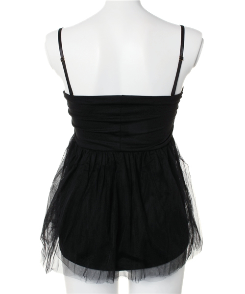 LIMITLESS LUXURY（リミットレスラグジュアリー）の「ショートチュールキャミ。（キャミソール・レディース・ブラック/ホワイト/ネイビー・FREE）」の5枚目の写真