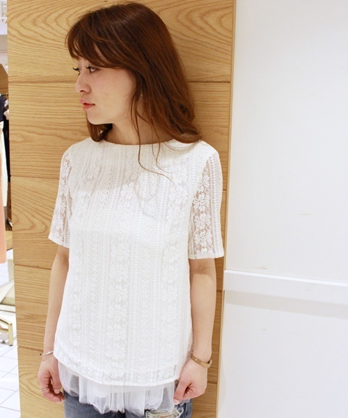 LIMITLESS LUXURY（リミットレスラグジュアリー）の「ショートチュールキャミ。（キャミソール・レディース・ブラック/ホワイト/ネイビー・FREE）」の10枚目の写真