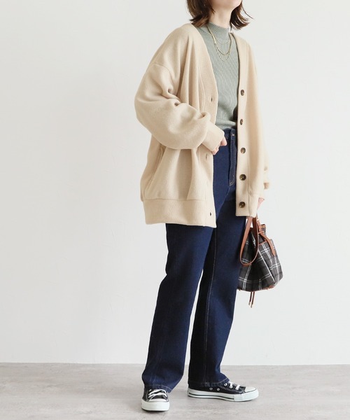 reca(レカ)の「サイドポケット起毛BIGカーディガン(カーディガン/ボレロ・レディース・ブラック/ベージュ・FREE)」の11枚目の写真