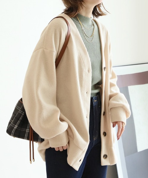 reca(レカ)の「サイドポケット起毛BIGカーディガン(カーディガン/ボレロ・レディース・ブラック/ベージュ・FREE)」の9枚目の写真