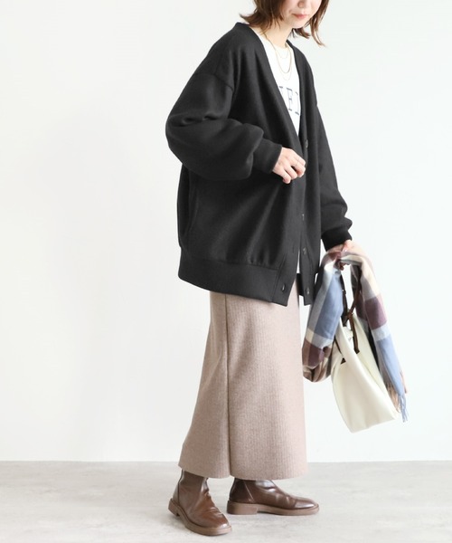 reca(レカ)の「サイドポケット起毛BIGカーディガン(カーディガン/ボレロ・レディース・ブラック/ベージュ・FREE)」の7枚目の写真