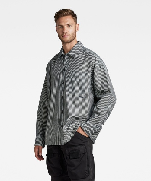 G-STAR（ジースター）の「BOXY FIT SHIRT/オーバーサイズ/シャツジャケット（シャツ/ブラウス・メンズ・ストライプ・LARGE/MEDIUM/X-LARGE/X-SMALL/SMALL）」の2枚目の写真