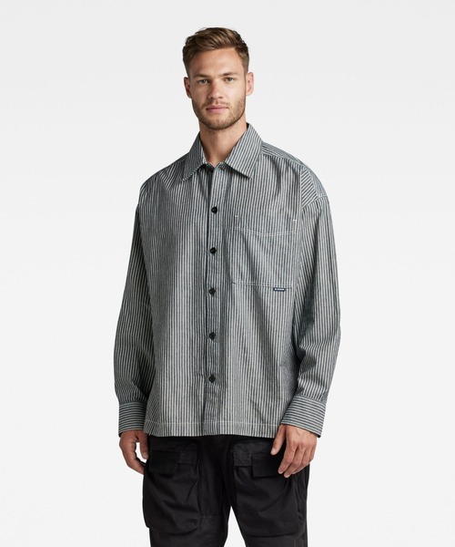 G-STAR（ジースター）の「BOXY FIT SHIRT/オーバーサイズ/シャツジャケット（シャツ/ブラウス・メンズ・ストライプ・LARGE/MEDIUM/X-LARGE/X-SMALL/SMALL）」の9枚目の写真