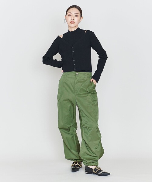 ASTRAET（アストラット）の「＜ASTRAET＞P/C ツイル スソドロー カーゴパンツ（カーゴパンツ・レディース・ホワイト/オリーブ・1/0）」の4枚目の写真