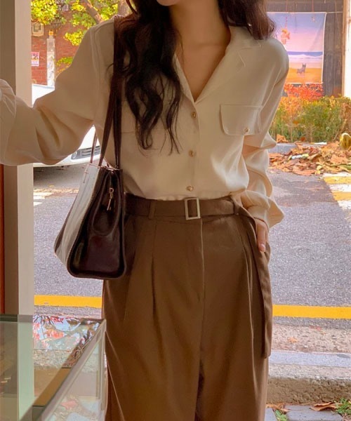 SONA（ソナ）の「SONA [ベルト付き]ピンタックワイドスラックス（スラックス・レディース・チャコールグレー/ブラウン・SMALL/MEDIUM）」の10枚目の写真