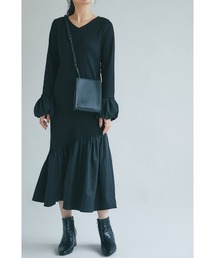 前後2WAYバルーンスリーブリブカットワンピース