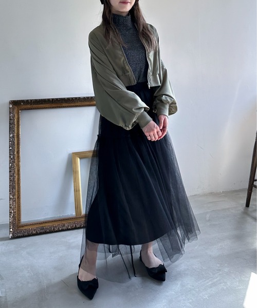 EPIMI E'PIMMY(エピミエピミー)の「ボリュームスリーブショートMA-1(MA-1・レディース・カーキ/ブラック/グレー・MEDIUM)」の8枚目の写真