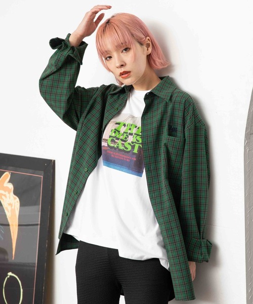 PBLIM(ページボーイリム)の「PAGEBOYLIM/タータンチェックシャツ(シャツ/ブラウス・レディース・パープル系その他/グリーン系その他/ブラウン系その他・FREE)」の1枚目の写真