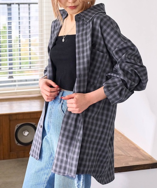 PBLIM(ページボーイリム)の「PAGEBOYLIM/タータンチェックシャツ(シャツ/ブラウス・レディース・パープル系その他/グリーン系その他/ブラウン系その他・FREE)」の2枚目の写真