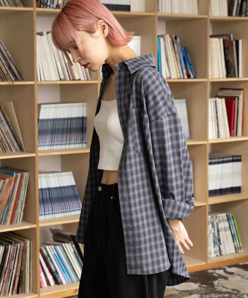 PBLIM(ページボーイリム)の「PAGEBOYLIM/タータンチェックシャツ(シャツ/ブラウス・レディース・パープル系その他/グリーン系その他/ブラウン系その他・FREE)」の4枚目の写真