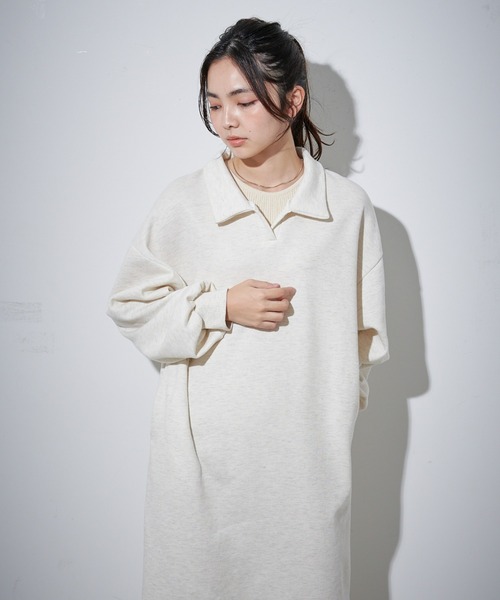 ECRIRE（エクリール）の「裏起毛スキッパーワンピース（ワンピース・レディース・グレー/ベージュ/ネイビー・M）」の12枚目の写真