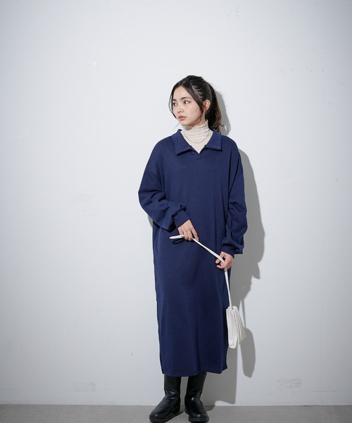 ECRIRE（エクリール）の「裏起毛スキッパーワンピース（ワンピース・レディース・グレー/ベージュ/ネイビー・M）」の17枚目の写真