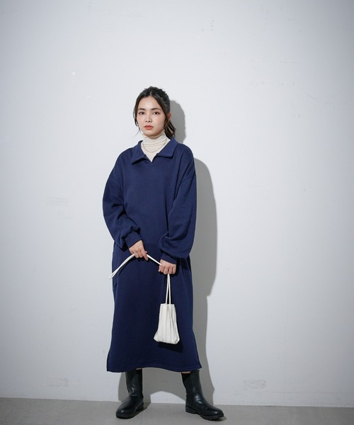 ECRIRE（エクリール）の「裏起毛スキッパーワンピース（ワンピース・レディース・グレー/ベージュ/ネイビー・M）」の15枚目の写真