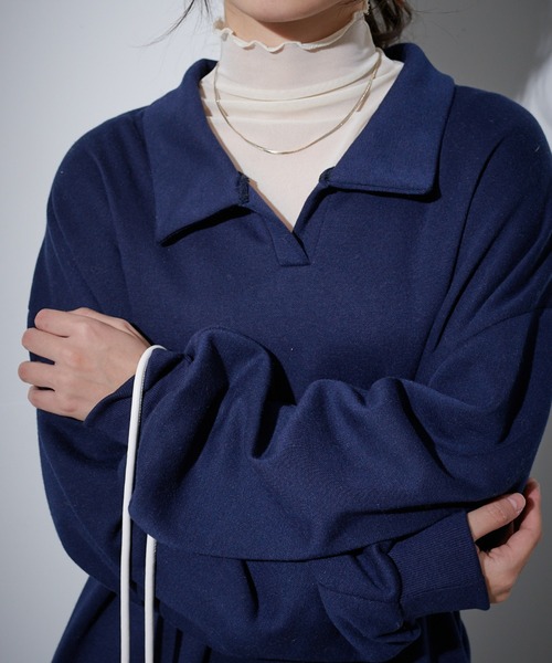 ECRIRE（エクリール）の「裏起毛スキッパーワンピース（ワンピース・レディース・グレー/ベージュ/ネイビー・M）」の16枚目の写真