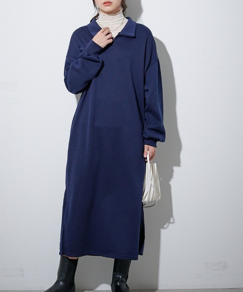 ECRIRE（エクリール）の「裏起毛スキッパーワンピース（ワンピース・レディース・グレー/ベージュ/ネイビー・M）」の14枚目の写真