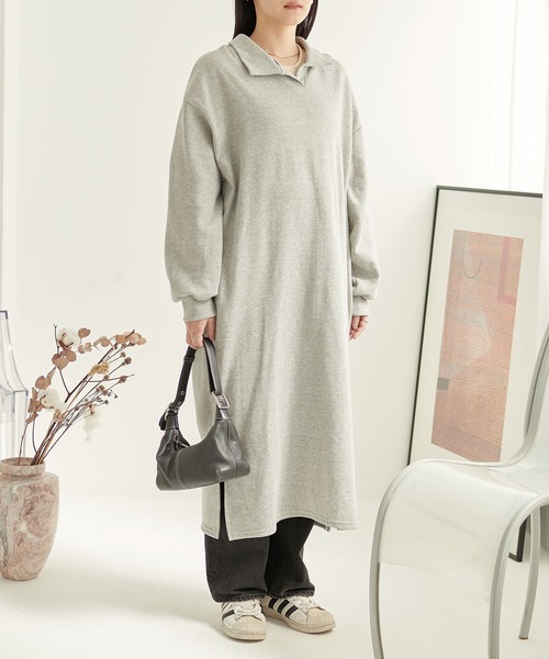 ECRIRE（エクリール）の「裏起毛スキッパーワンピース（ワンピース・レディース・グレー/ベージュ/ネイビー・M）」の20枚目の写真