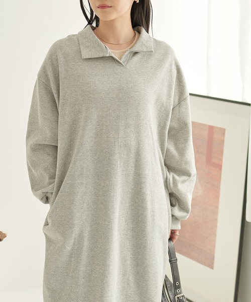 ECRIRE（エクリール）の「裏起毛スキッパーワンピース（ワンピース・レディース・グレー/ベージュ/ネイビー・M）」の19枚目の写真