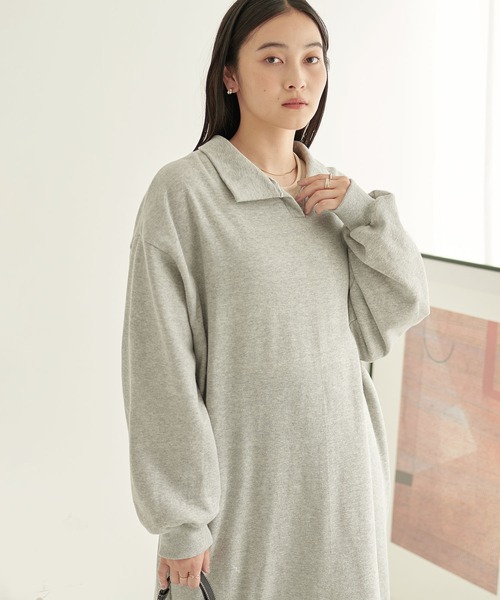 ECRIRE（エクリール）の「裏起毛スキッパーワンピース（ワンピース・レディース・グレー/ベージュ/ネイビー・M）」の18枚目の写真