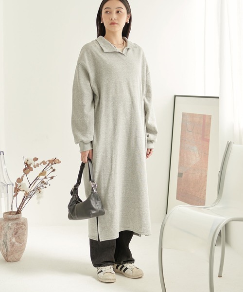 ECRIRE（エクリール）の「裏起毛スキッパーワンピース（ワンピース・レディース・グレー/ベージュ/ネイビー・M）」の21枚目の写真