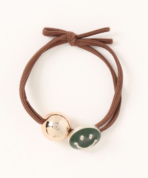 Fun & Daily（ファンアンドデイリー）の「F&D : スマイル＆ボールヘアゴム（ヘアゴム・レディース・ブラック/イエロー/ブラウン/グリーン/ピンク・FREE）」の3枚目の写真