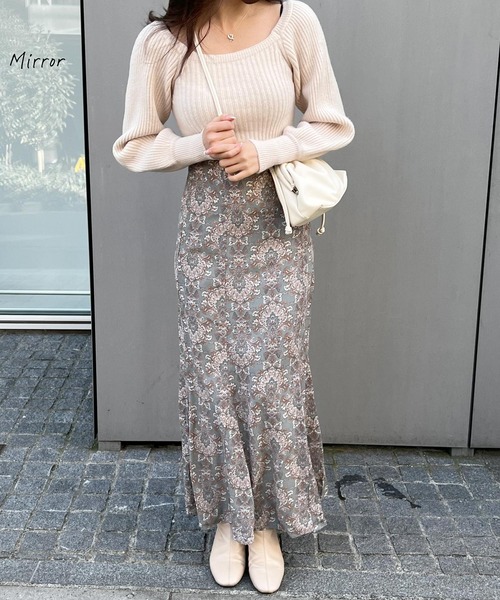 Lamoa(ラモア)の「Lamoa/ダマスク柄 ハイウエスト マーメイドスカート(スカート・レディース・グリーン/キナリ/ブルー・MEDIUM)」の12枚目の写真