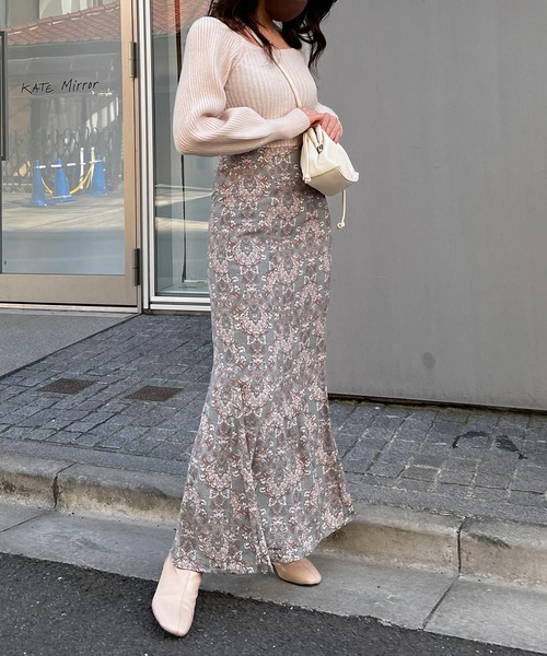 Lamoa(ラモア)の「Lamoa/ダマスク柄 ハイウエスト マーメイドスカート(スカート・レディース・グリーン/キナリ/ブルー・MEDIUM)」の21枚目の写真