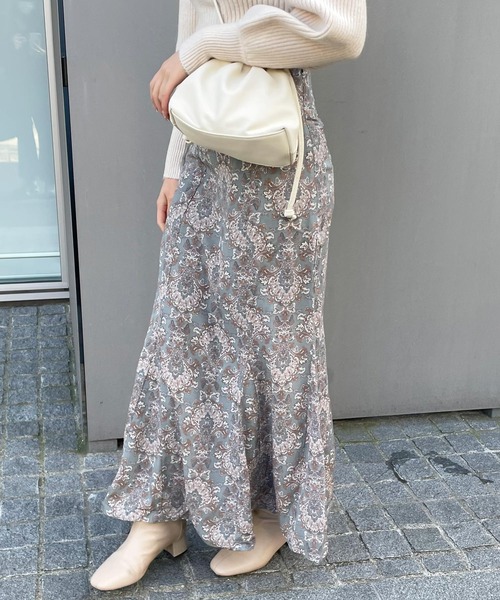 Lamoa(ラモア)の「Lamoa/ダマスク柄 ハイウエスト マーメイドスカート(スカート・レディース・グリーン/キナリ/ブルー・MEDIUM)」の13枚目の写真