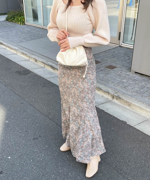 Lamoa(ラモア)の「Lamoa/ダマスク柄 ハイウエスト マーメイドスカート(スカート・レディース・グリーン/キナリ/ブルー・MEDIUM)」の18枚目の写真