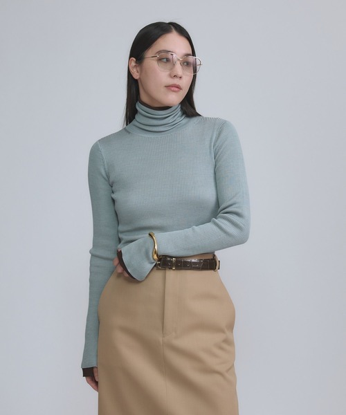 カオス ベージュ シルク 長袖ニット リブニット Chaos(カオス)/【新色＆追加】18Gシルクリブタートルネックニット