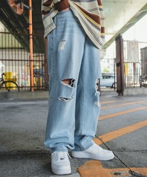 improves | ダメージ加工 ワイド デニム 5P パンツ(デニムパンツ)
