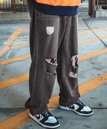 improves | ダメージ加工 ワイド デニム 5P パンツ(デニムパンツ)