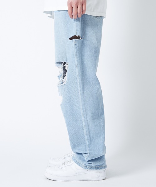 improves（インプローブス）の「ダメージ加工 ワイド デニム 5P パンツ（デニムパンツ・メンズ・サックスブルー/ブルー/ブラック・MEDIUM/LARGE）」の20枚目の写真