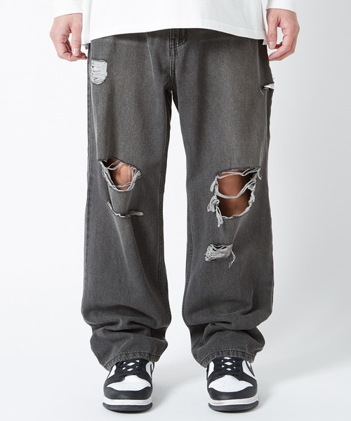 improves（インプローブス）の「ダメージ加工 ワイド デニム 5P パンツ（デニムパンツ・メンズ・サックスブルー/ブルー/ブラック・MEDIUM/LARGE）」の7枚目の写真