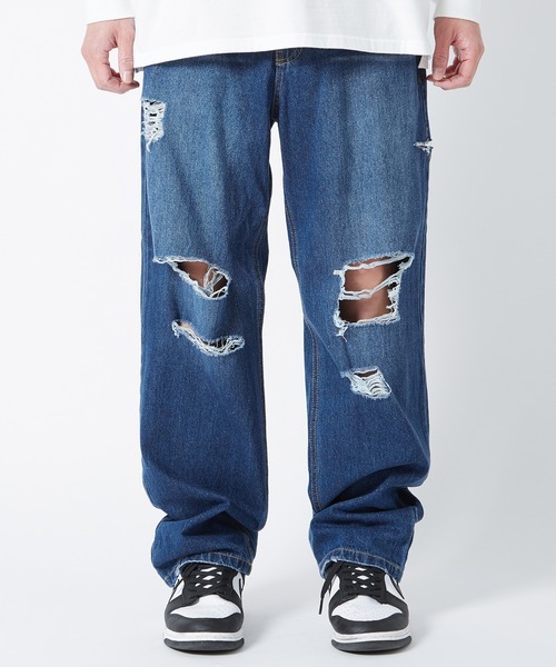 improves（インプローブス）の「ダメージ加工 ワイド デニム 5P パンツ（デニムパンツ・メンズ・サックスブルー/ブルー/ブラック・MEDIUM/LARGE）」の17枚目の写真
