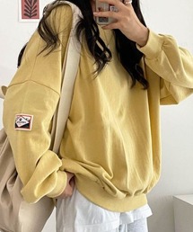 Dalfwin | 2023SS 春新作 韓国ファッション スウェット レディース 裏起毛なし ショルダーパッチオーバーサイズスウェット ドルマンスリーブ トレーナー トップス ビッグシルエット ドルマンスリーブ 2023SS 春新作(スウェット)