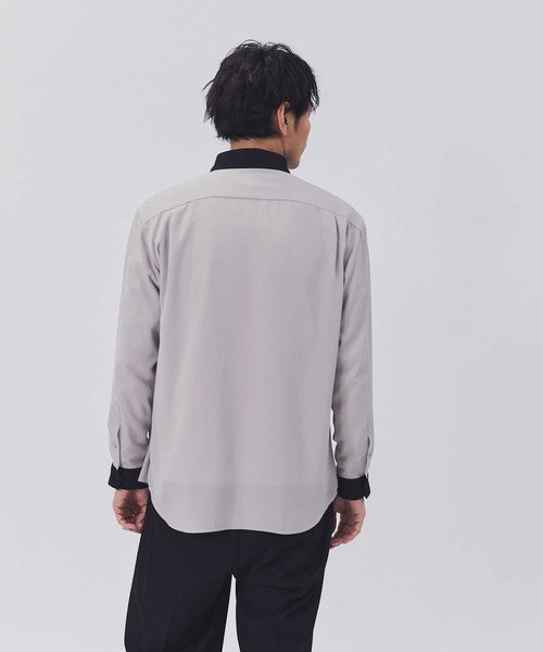 PLUS ONE（プラスワン）の「【PLUS ONE】クレリックシャツ（シャツ/ブラウス・メンズ・ライトベージュ/ダークグレー/サックスブルー・M/L/XL）」の13枚目の写真
