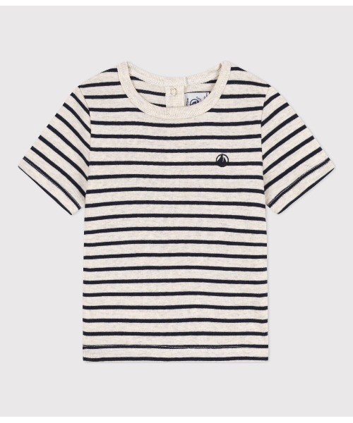 PETIT BATEAU(プチバトー)の「プチマリニエール半袖Tシャツ(Tシャツ/カットソー・キッズ・グレイッシュベージュ・18MONTH/12MONTH/24MONTH/36MONTH)」の1枚目の写真