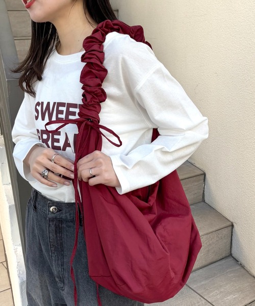 CIAOPANIC TYPY（チャオパニックティピー）の「【新色追加！！】ギャザーナイロンショルダー（ショルダーバッグ・レディース・イエロー/ブルー/アイボリー/ブラック/シルバー/レオパード/カーキ/グレー/ピンク/シャンパン/ライトブラウン/ワインレッド・ONE SIZE）」の9枚目の写真