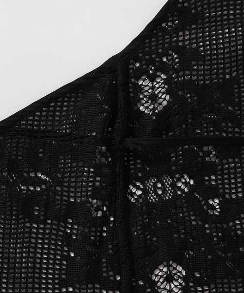 Spick & Span スピックアンドスパン レースエプロンドレス ブラック Spick & Span（スピックアンドスパン）の「レースエプロンドレス