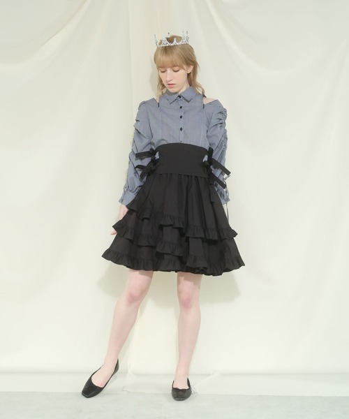 PAIN（ペイン）の「7WAYマルチフリルシャツドレス（ワンピース・レディース・ブラック/ピンク/ホワイト・FREE）」の18枚目の写真