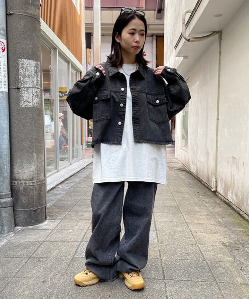SPINNS（スピンズ）の「ショート丈フリンジデニムジャケット