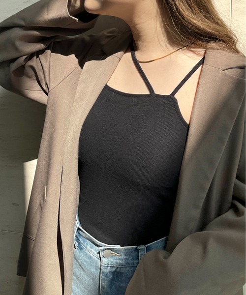 prose verse(プロズヴェール)の「アシメストラップカップ付きキャミ(キャミソール・レディース・オフホワイト/ブラック・フリ-)」の10枚目の写真