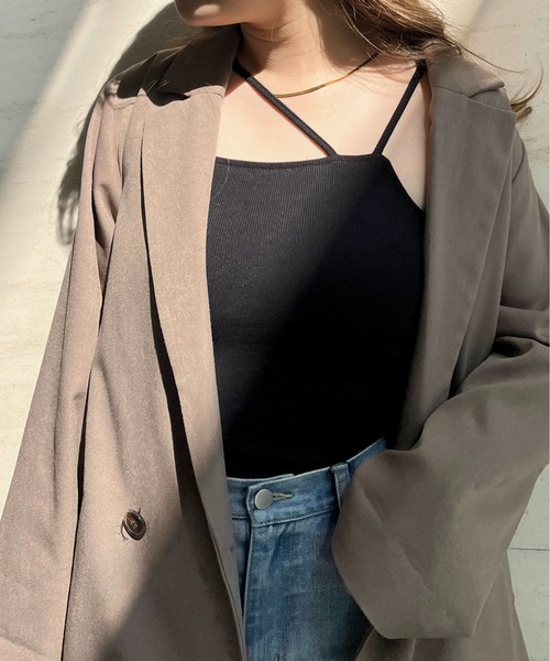 prose verse(プロズヴェール)の「アシメストラップカップ付きキャミ(キャミソール・レディース・オフホワイト/ブラック・フリ-)」の9枚目の写真