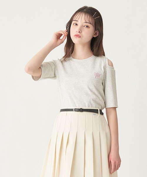 LOVETOXIC（ラブトキシック）の「肩あきテレコ半T（Tシャツ/カットソー・キッズ・ブラック/オフホワイト/ホワイト/サックスブルー・S/L/SS/M）」の7枚目の写真