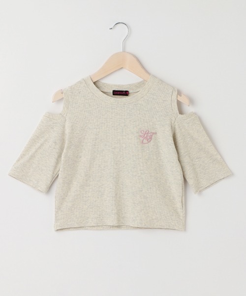 LOVETOXIC（ラブトキシック）の「肩あきテレコ半T（Tシャツ/カットソー・キッズ・ブラック/オフホワイト/ホワイト/サックスブルー・S/L/SS/M）」の9枚目の写真