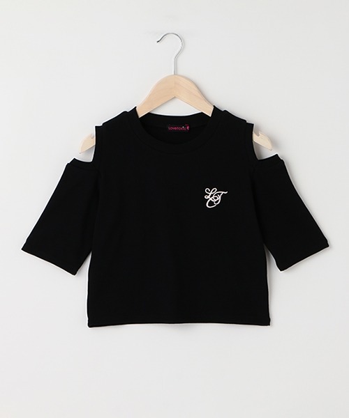 LOVETOXIC（ラブトキシック）の「肩あきテレコ半T（Tシャツ/カットソー・キッズ・ブラック/オフホワイト/ホワイト/サックスブルー・S/L/SS/M）」の20枚目の写真